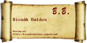 Bicsák Balázs névjegykártya