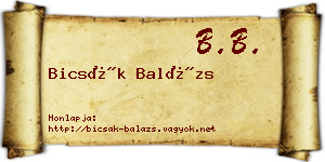 Bicsák Balázs névjegykártya